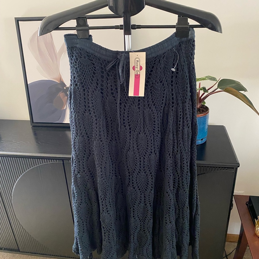 Vintage Black Crochet Skirt